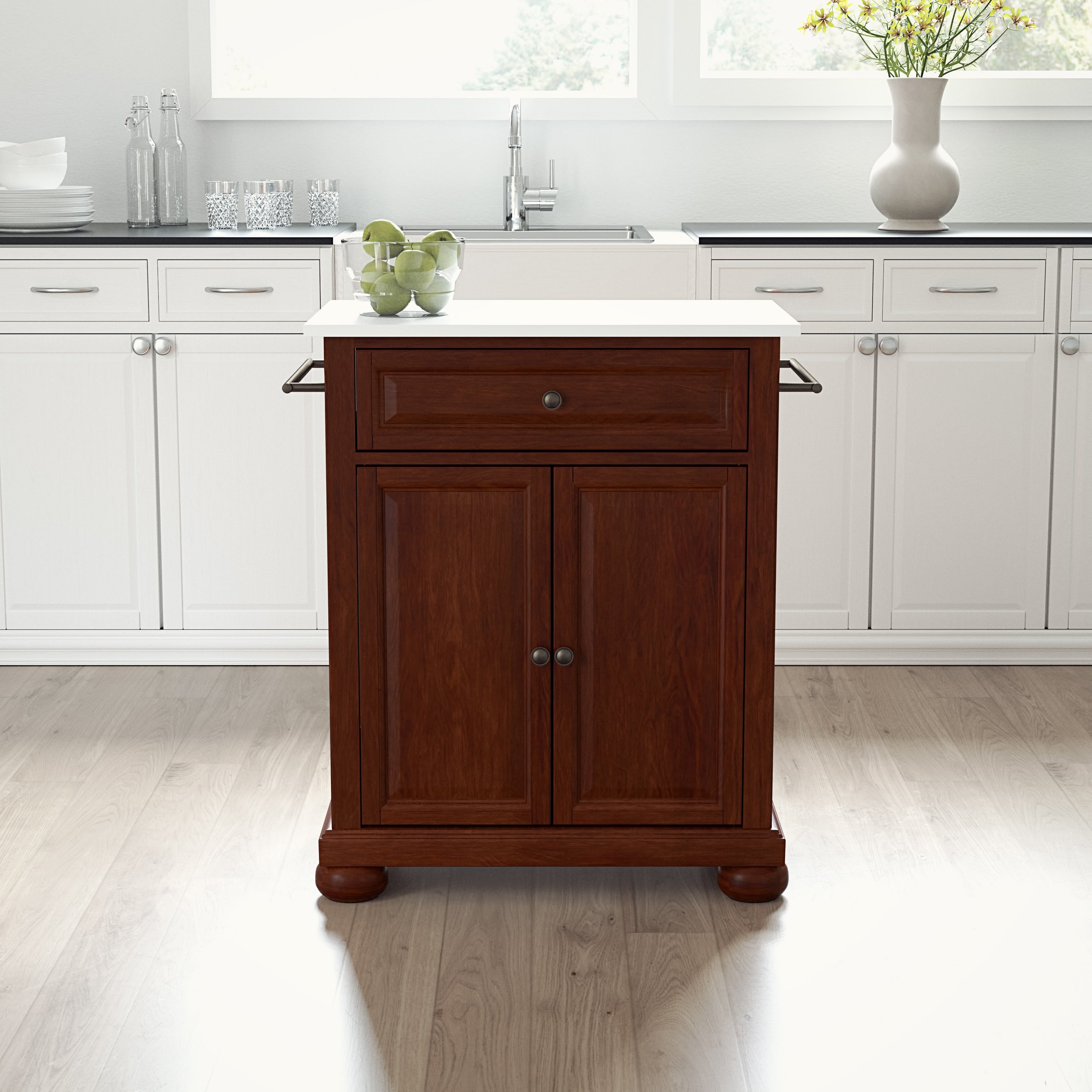 Alexandria Granite Top Portable Kitchen Island Cart 31 W X 18 D X 35.5 H