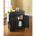 Alexandria Solid Black Granite Top Portable Kitchen Island In Black Finish