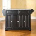 Alexandria Solid Granite Top Kitchen Island In Black Finish