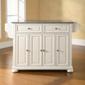 Alexandria Solid Granite Top Kitchen Island In White Finish