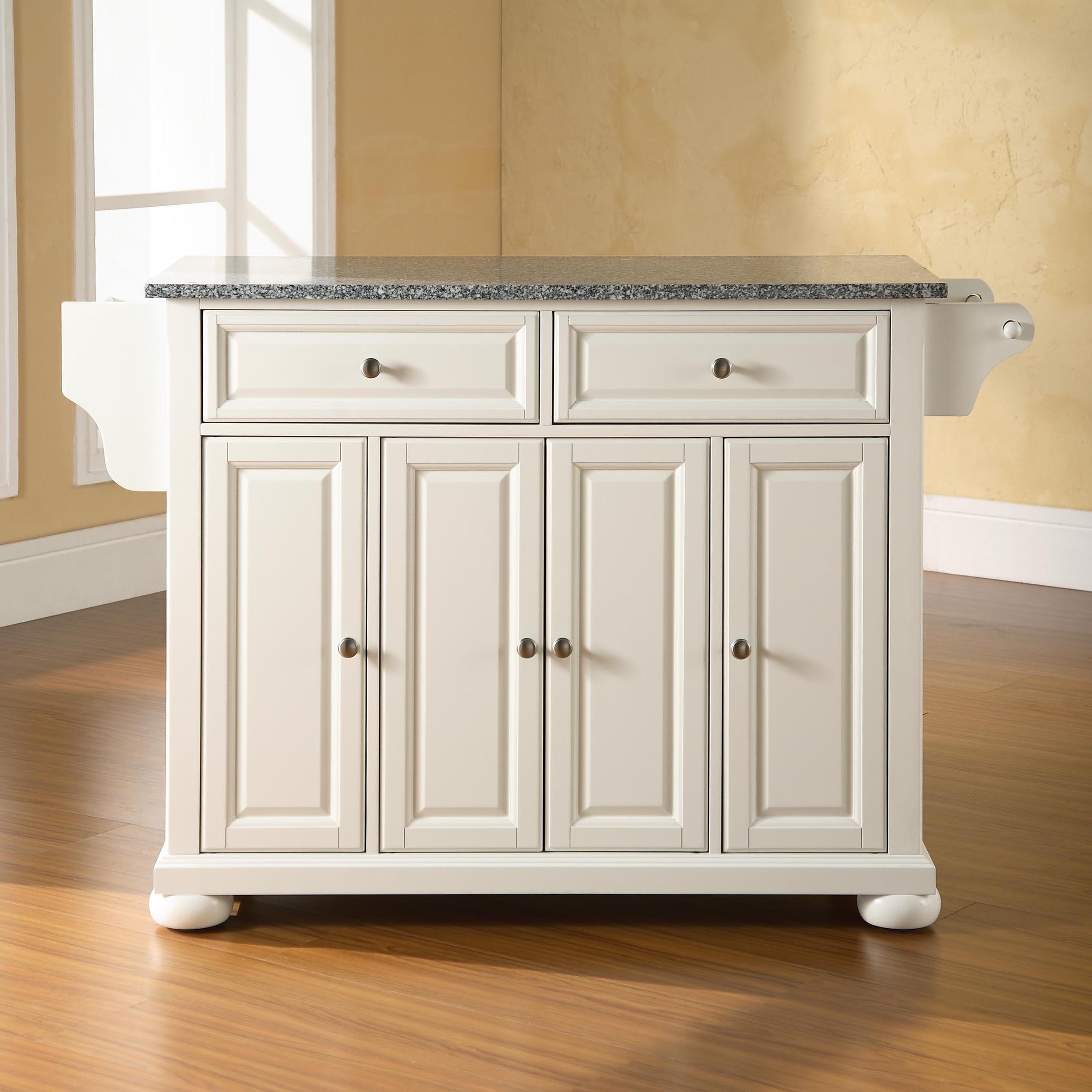 Alexandria Solid Granite Top Kitchen Island In White Finish