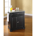 Alexandria Solid Granite Top Portable Kitchen Island In Black Finish