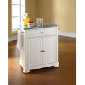 Alexandria Solid Granite Top Portable Kitchen Island In White Finish