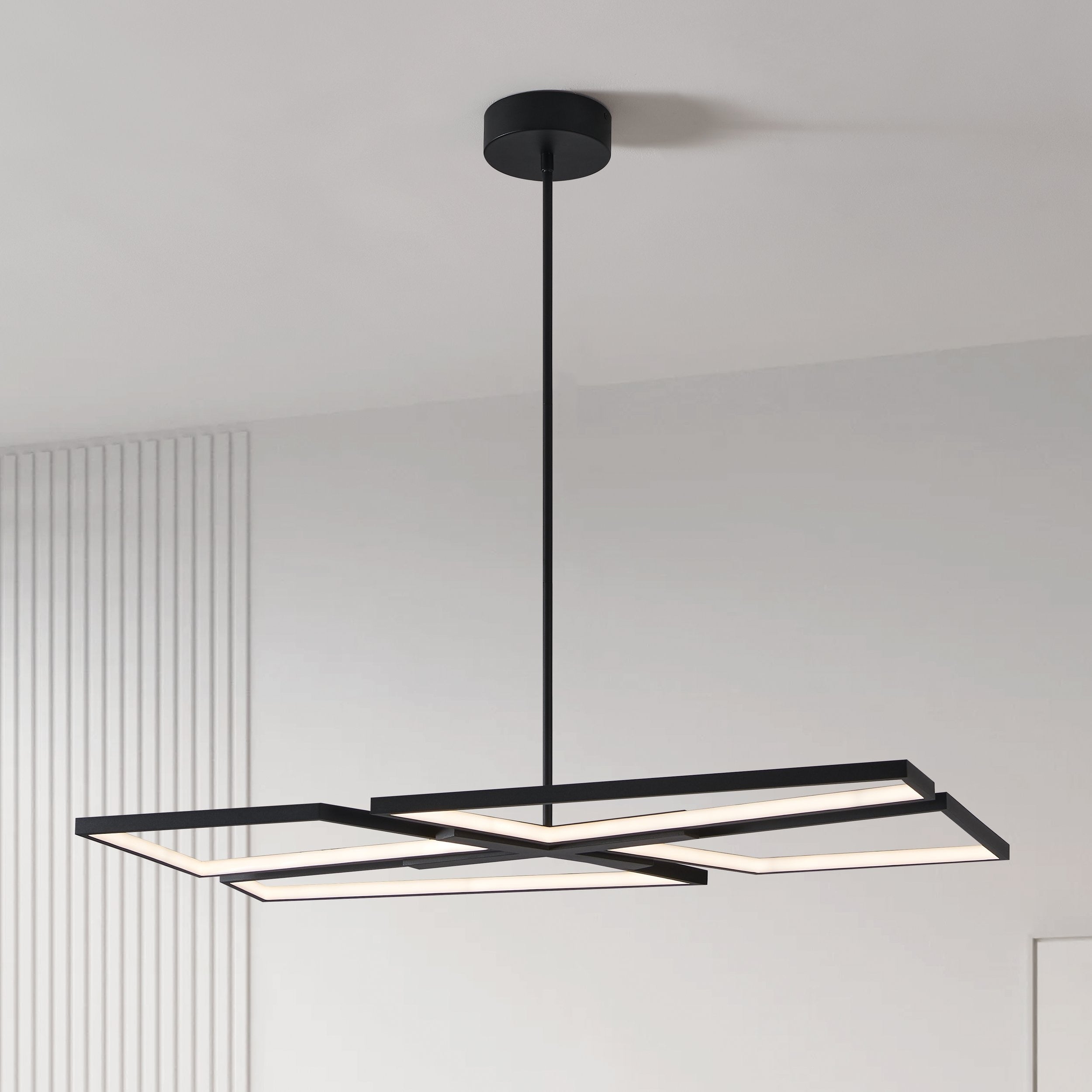 Alfie 40 Inch 4 Light Textured Black 3Cct Led Chandelier L 40 X W 20 X H 1.25 X M H 73.25
