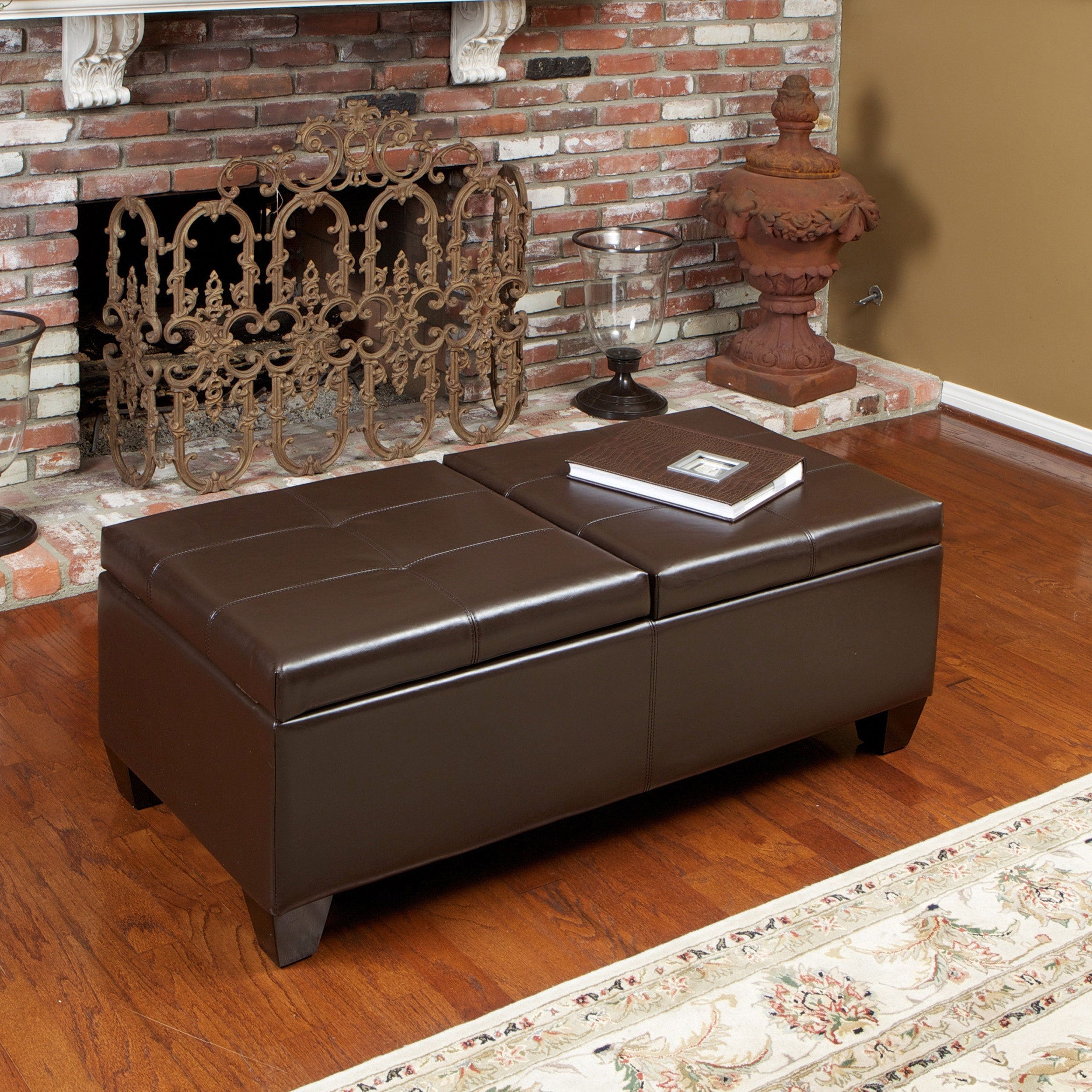 Alfred Brown Bonded Leather Storage Ottoman By Christopher Knight Home