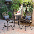Alfresco Outdoor 3 Piece Round Aluminum Bar Set With Umbrella Hole By Christopher Knight Home