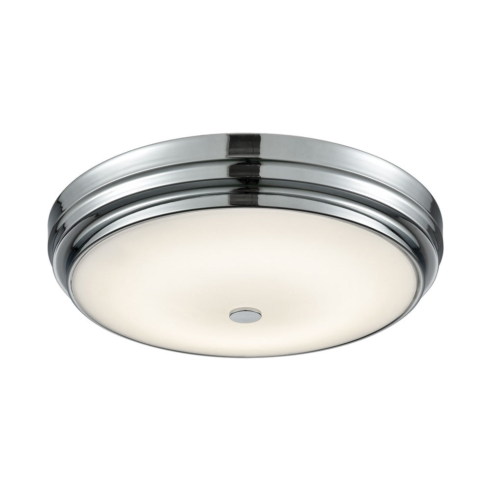 Alico Garvey Large Round Led Flush Mount In Chrome And Opal Glass
