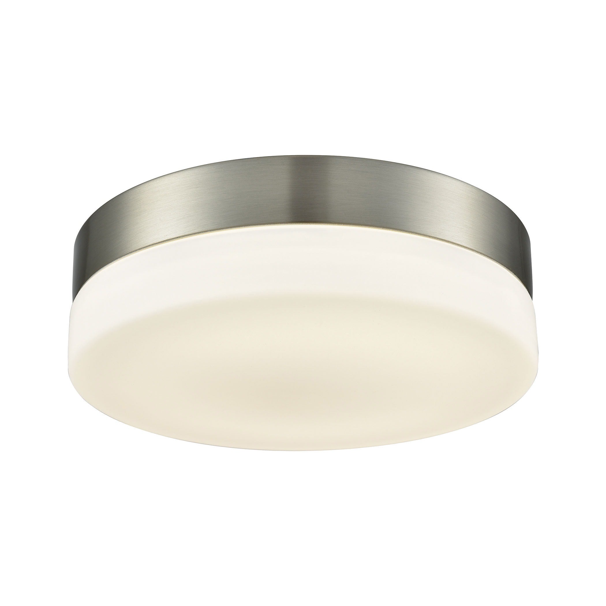 Alico Holmby Medium 1 Light Round Flush Mount In Satin Nickel With Opal Glass