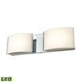 Alico Pandora Led 2 Light Led Vanity In Chrome And Opal Glass