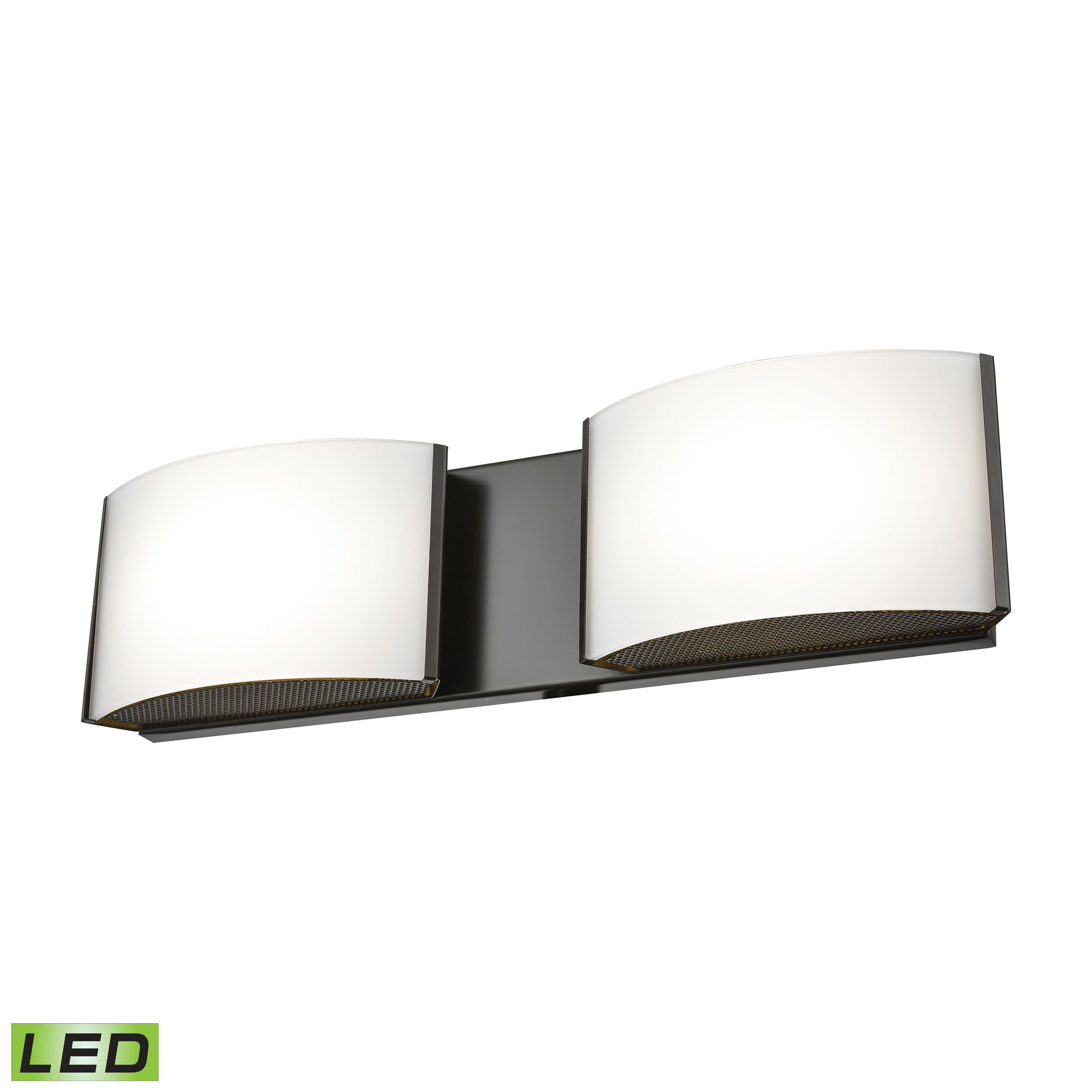 Alico Pandora Led 2 Light Led Vanity In Oiled Bronze And Opal Glass
