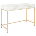 Osp Home Furnishings Alios Desk With White Gloss Finish And Gold Base