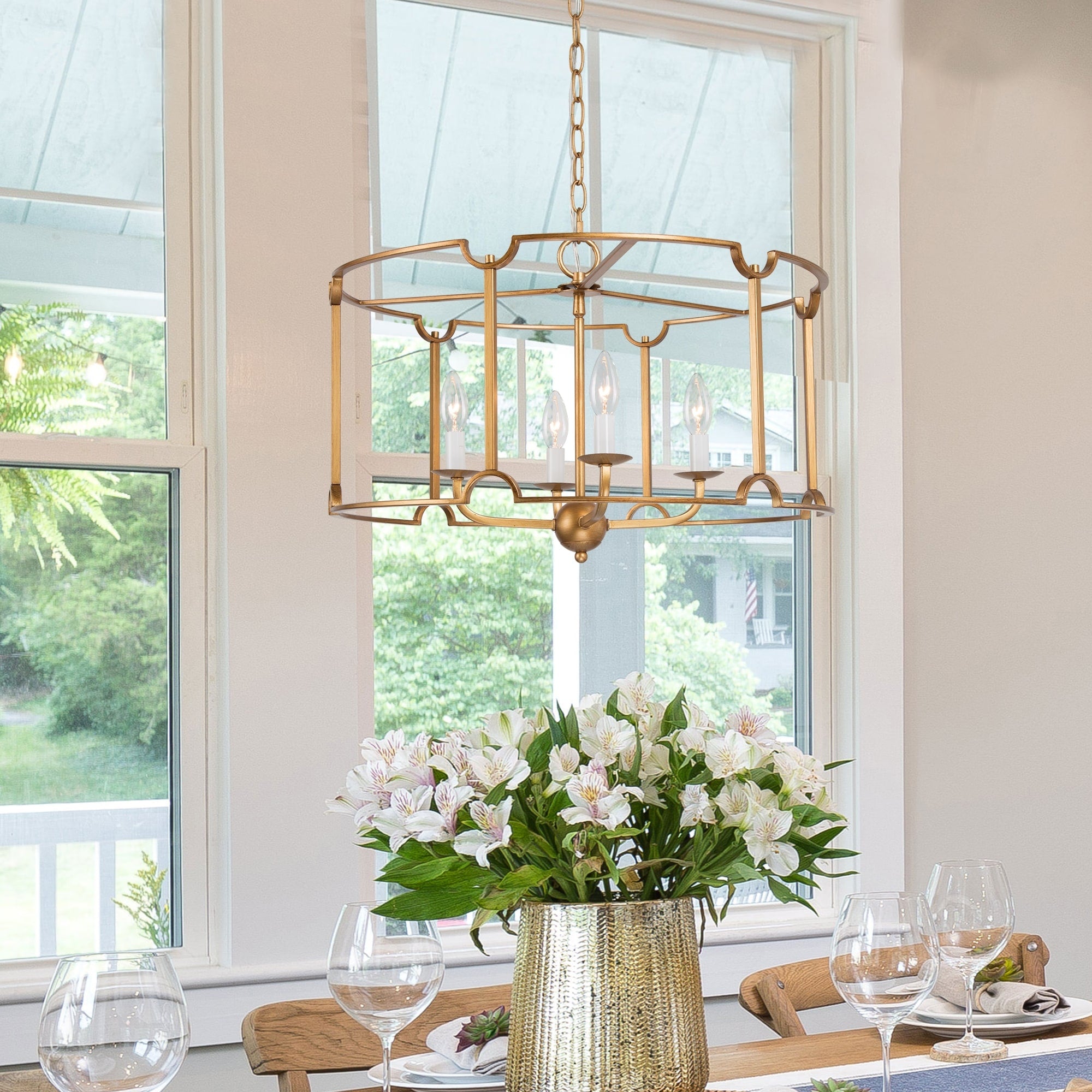 Modern Antique Metal Drum Chandelier Pendant Ceiling Lighting D17.7 H15