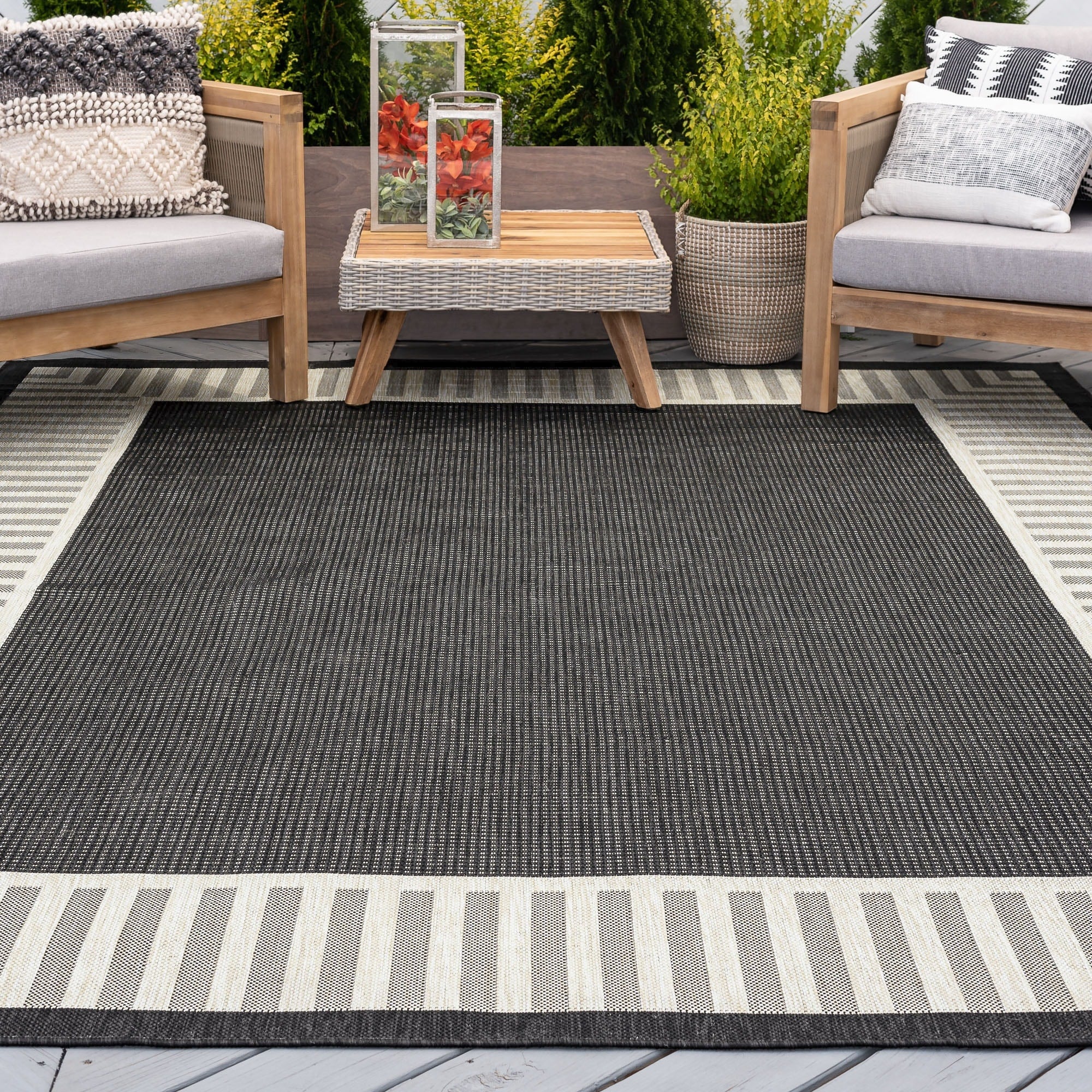 Alise Rugs Exo Transitional Striped Border Area Rug