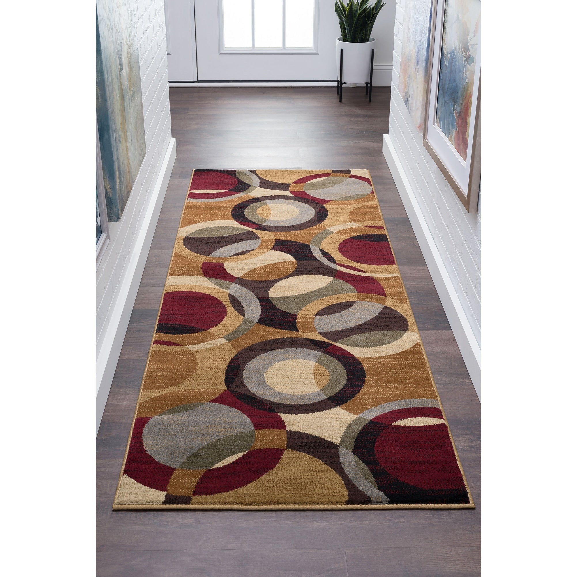 Alise Rugs Flora Contemporary Geometric Runner Rug Multi 27 X 73