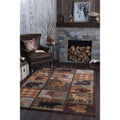Alise Rugs Natural Lodge Novelty Lodge Area Rug Multi 710 X 103