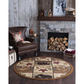 Alise Rugs Natural Lodge Novelty Lodge Round Area Rug 53 X 53