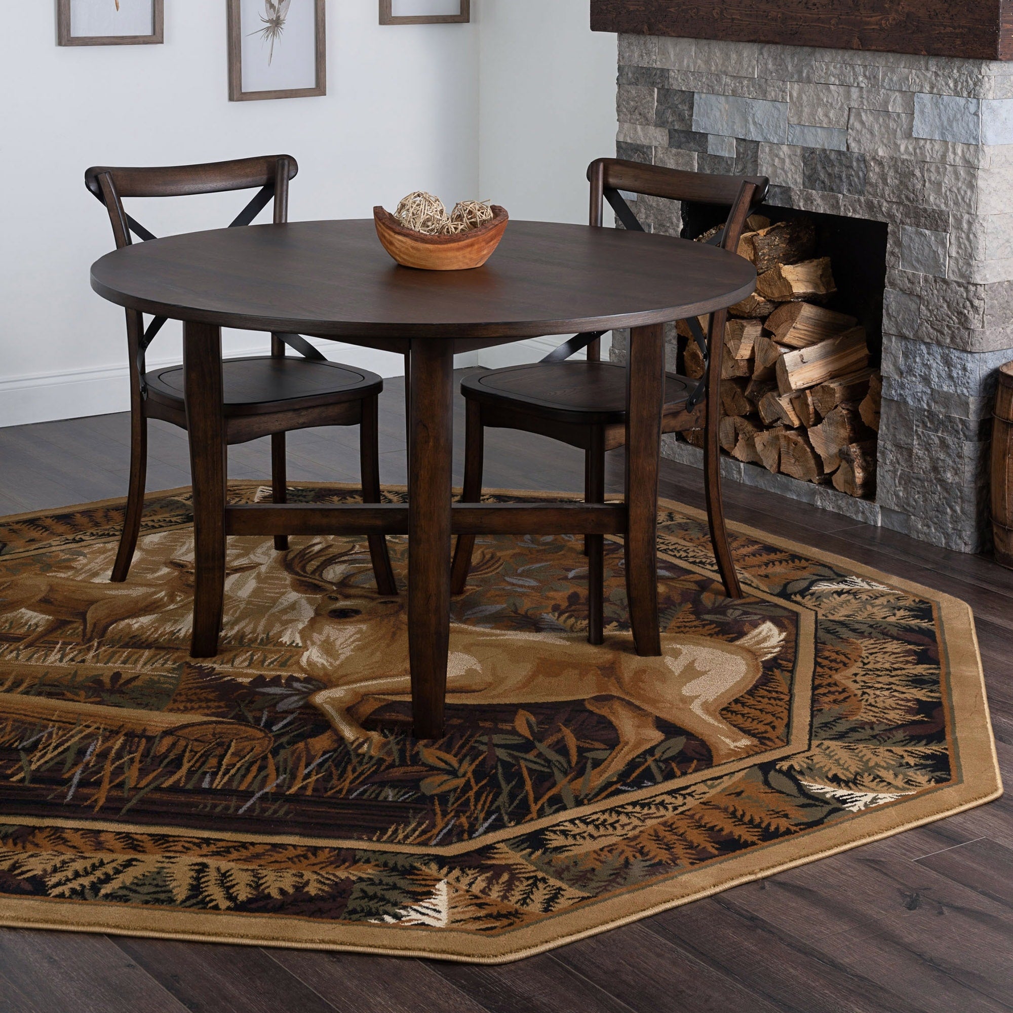 Alise Rugs Natural Lodge Novelty Lodge Area Rug 53 X 73