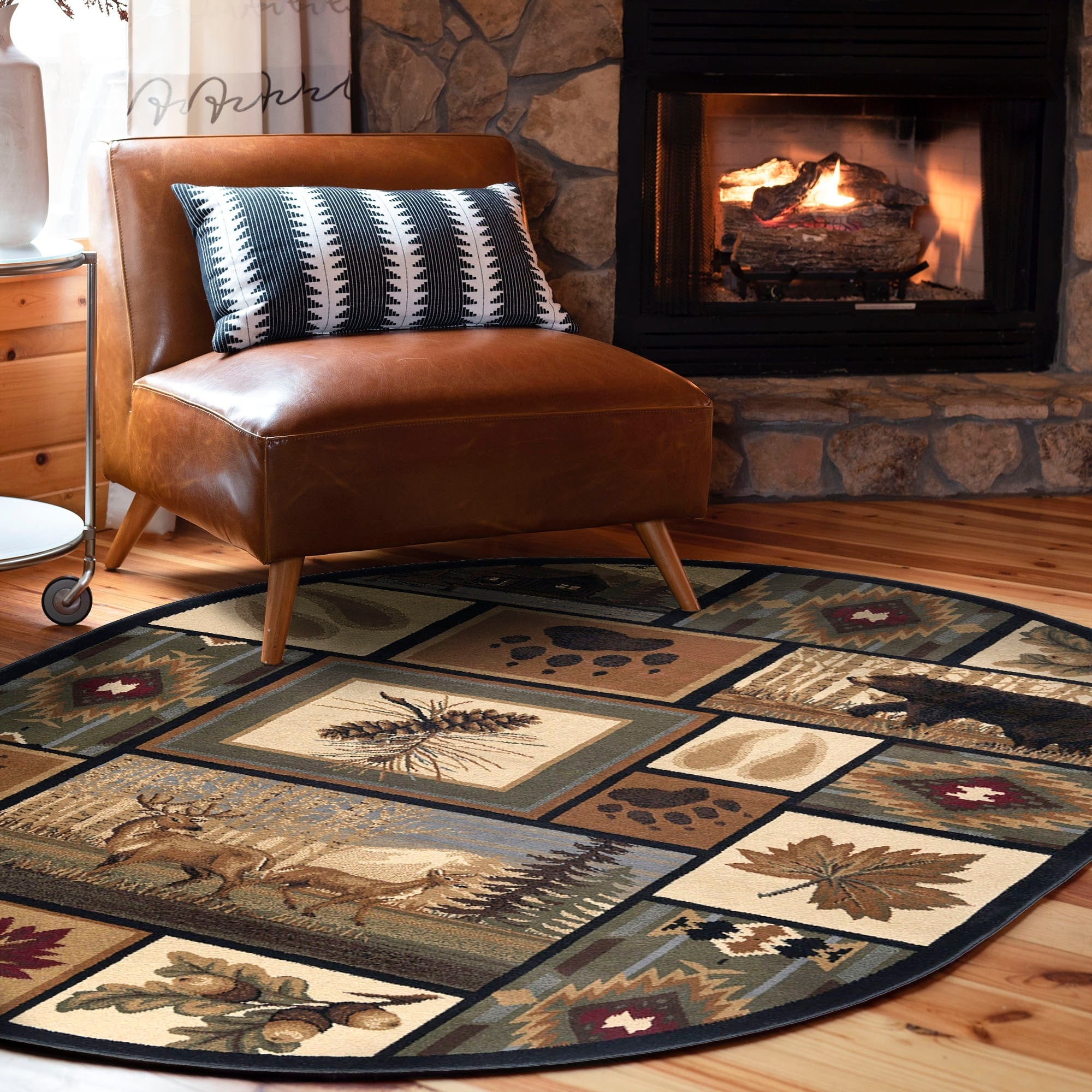 Alise Rugs Natural Lodge Novelty Lodge Area Rug