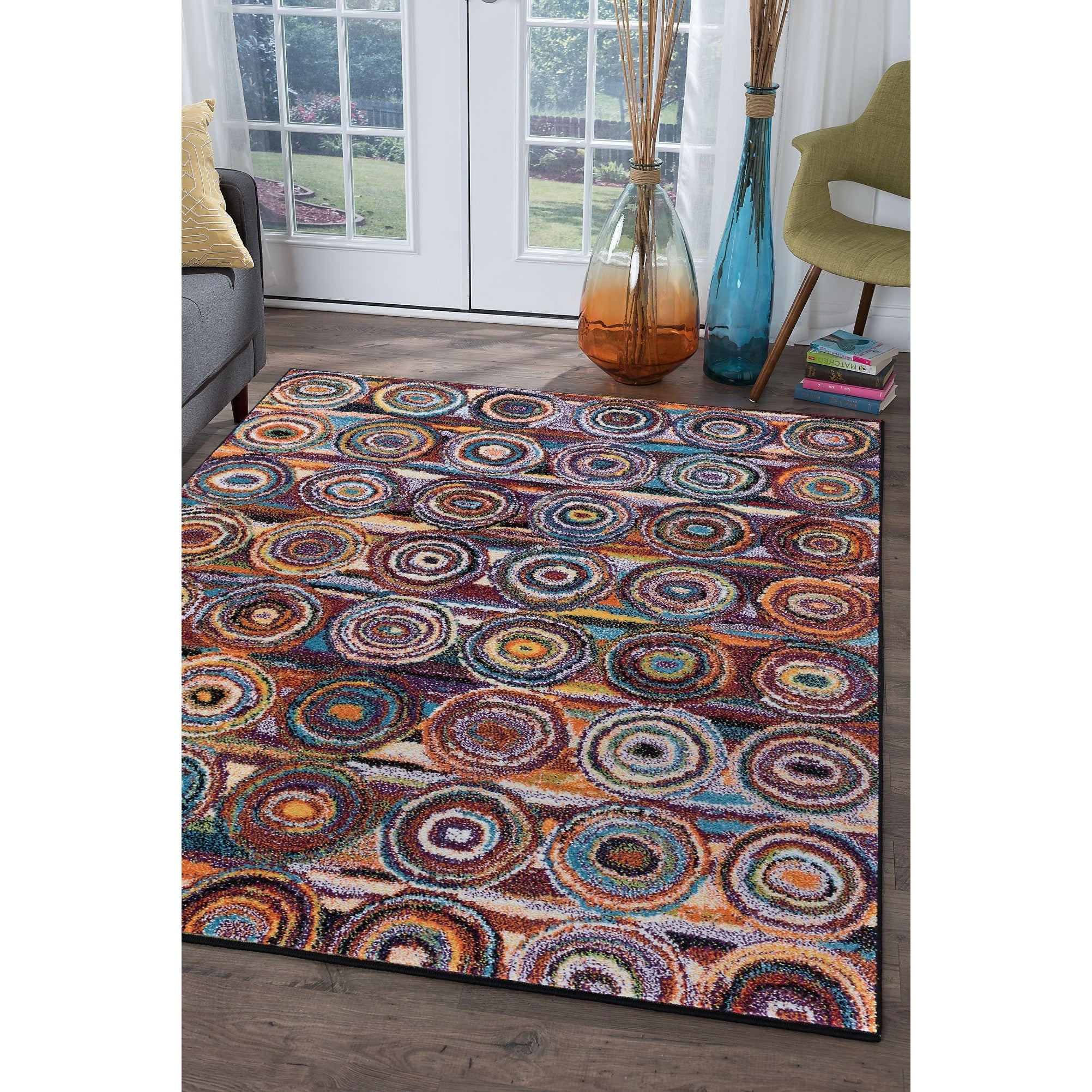 Alise Rugs Rhapsody Contemporary Circles Scatter Mat Rug Multi 2 X 3