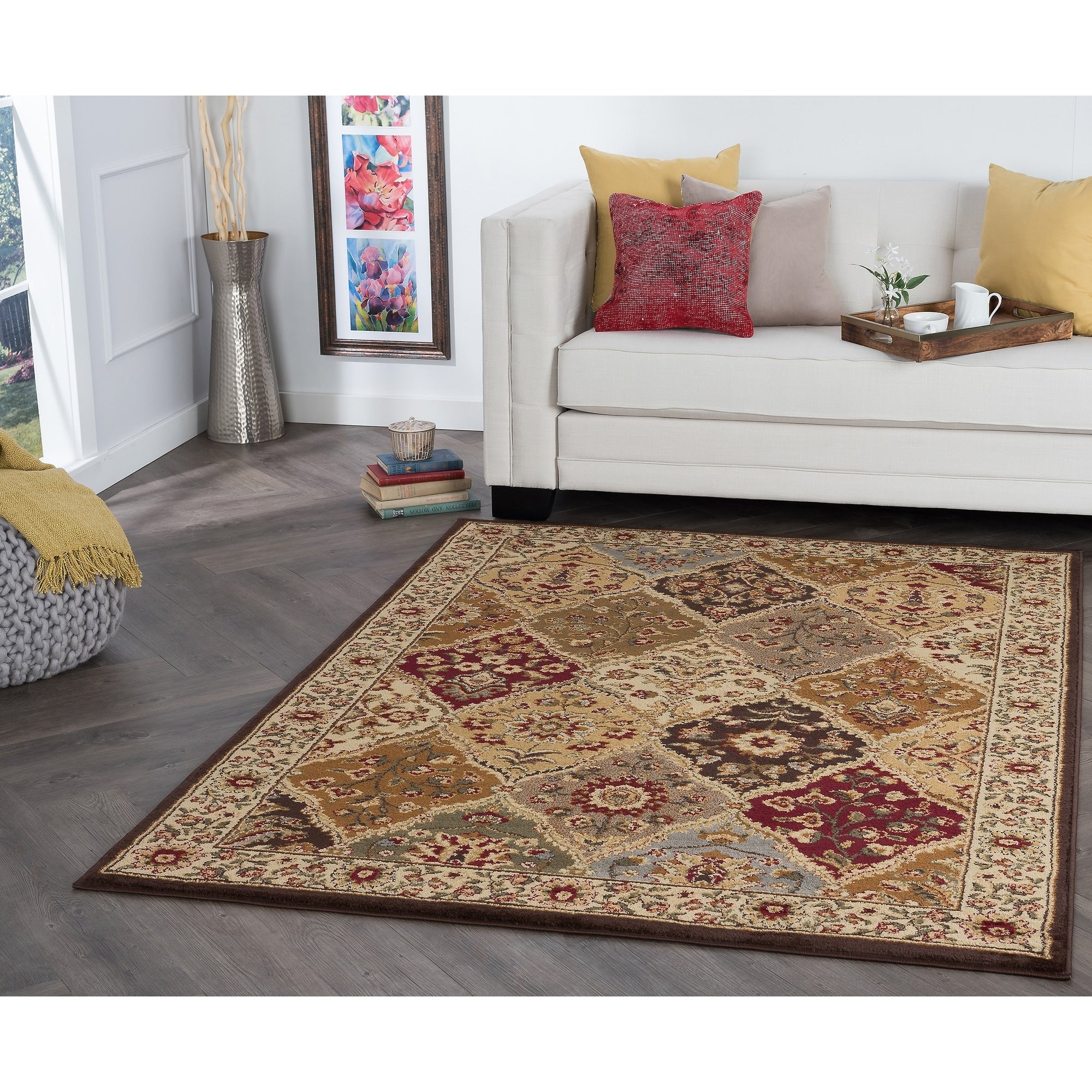 Alise Rugs Rhythm Traditional Abstract Oval Area Rug Multi 67 X 96
