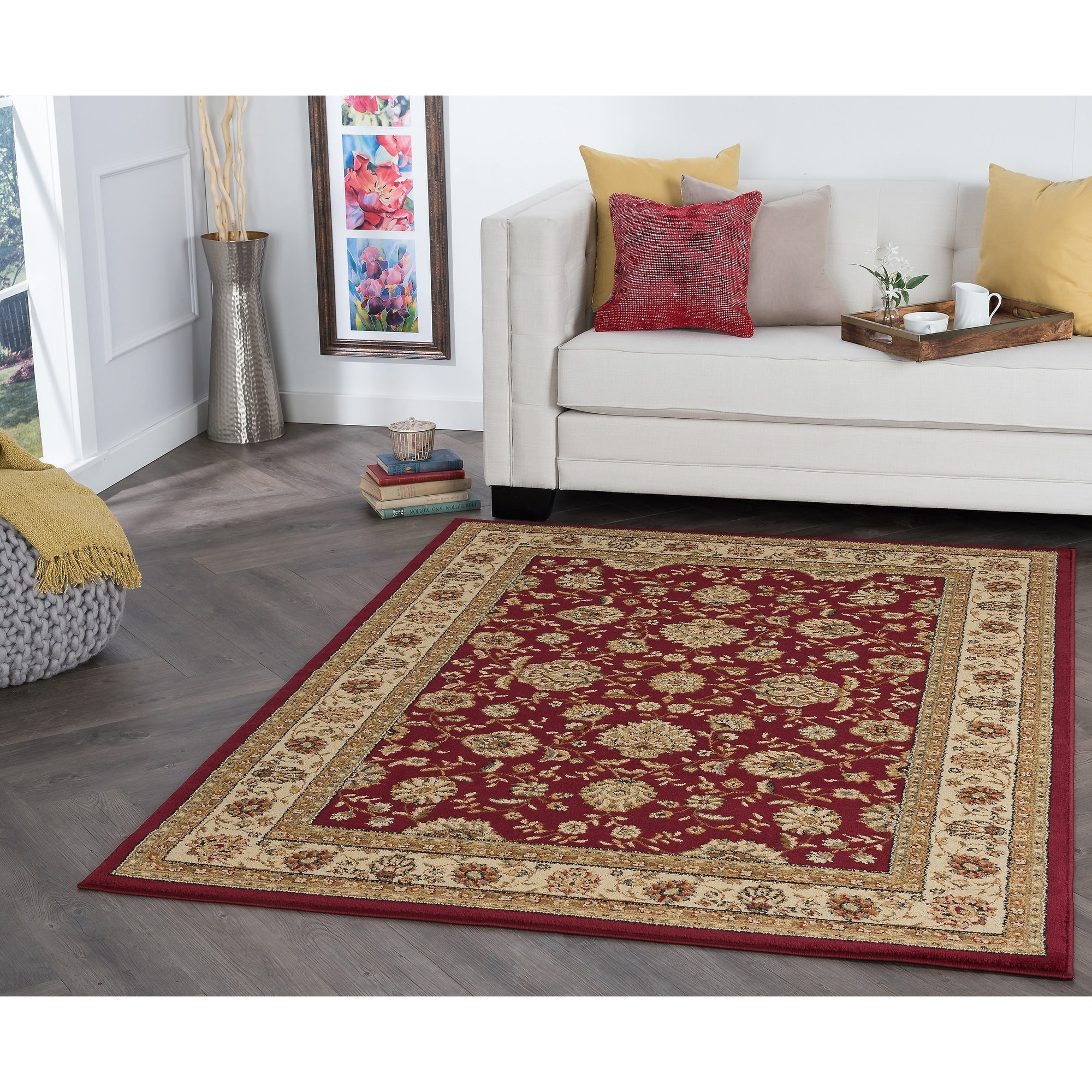 Alise Rugs Rhythm Traditional Floral Oval Area Rug 67 X 96