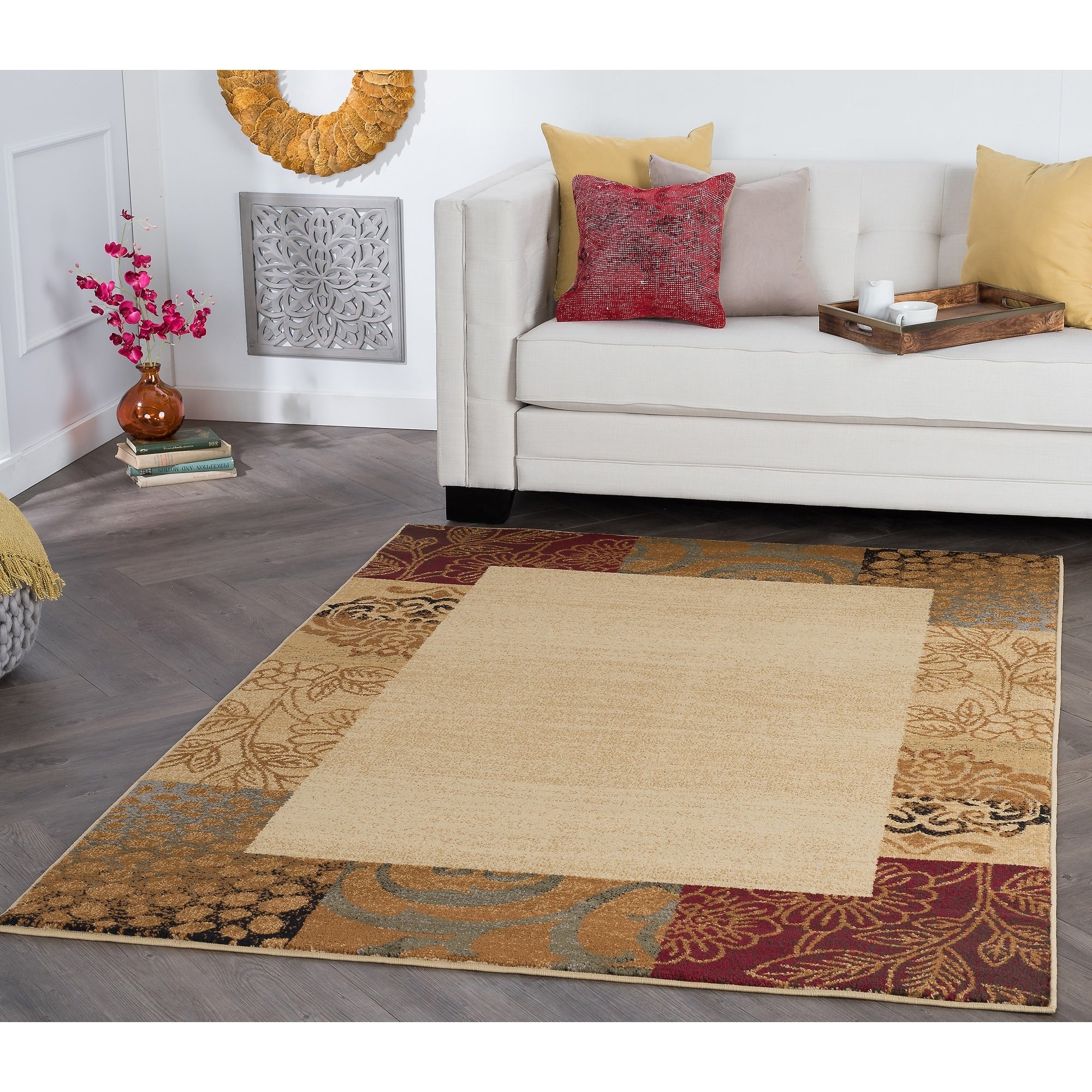 Alise Rugs Rhythm Transitional Floral Oval Area Rug 53 X 73