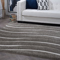 Alise Rugs Waverly Shag Contemporary Stripe Square Area Rug 311 X 311