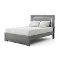 Aliso Queen Size Bed Led Panel Headboard Modern Metallic Gray