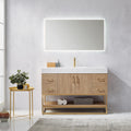 Alistair 48 Single Vanity In North American Oak With White Grain Stone Countertop Without Mirror