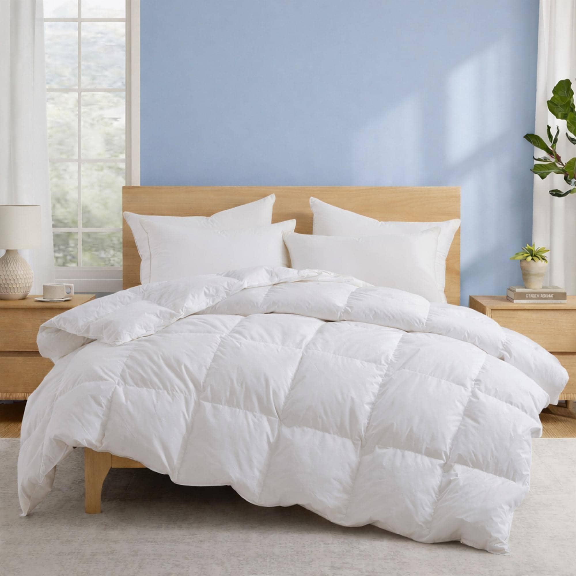 Lightweight White Down Comforter With 100 Cotton Cover