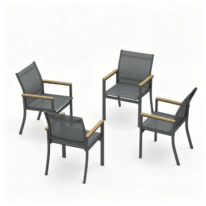 All Weather Aluminum Patio Dining Chair Ergonomic 350Lbs