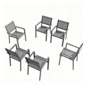 All Weather Metal Patio Dining Chair Gray Textilene 23.8 W