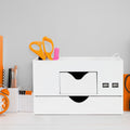 All In One Usb Charging 5 Compartments Desk Organizer White