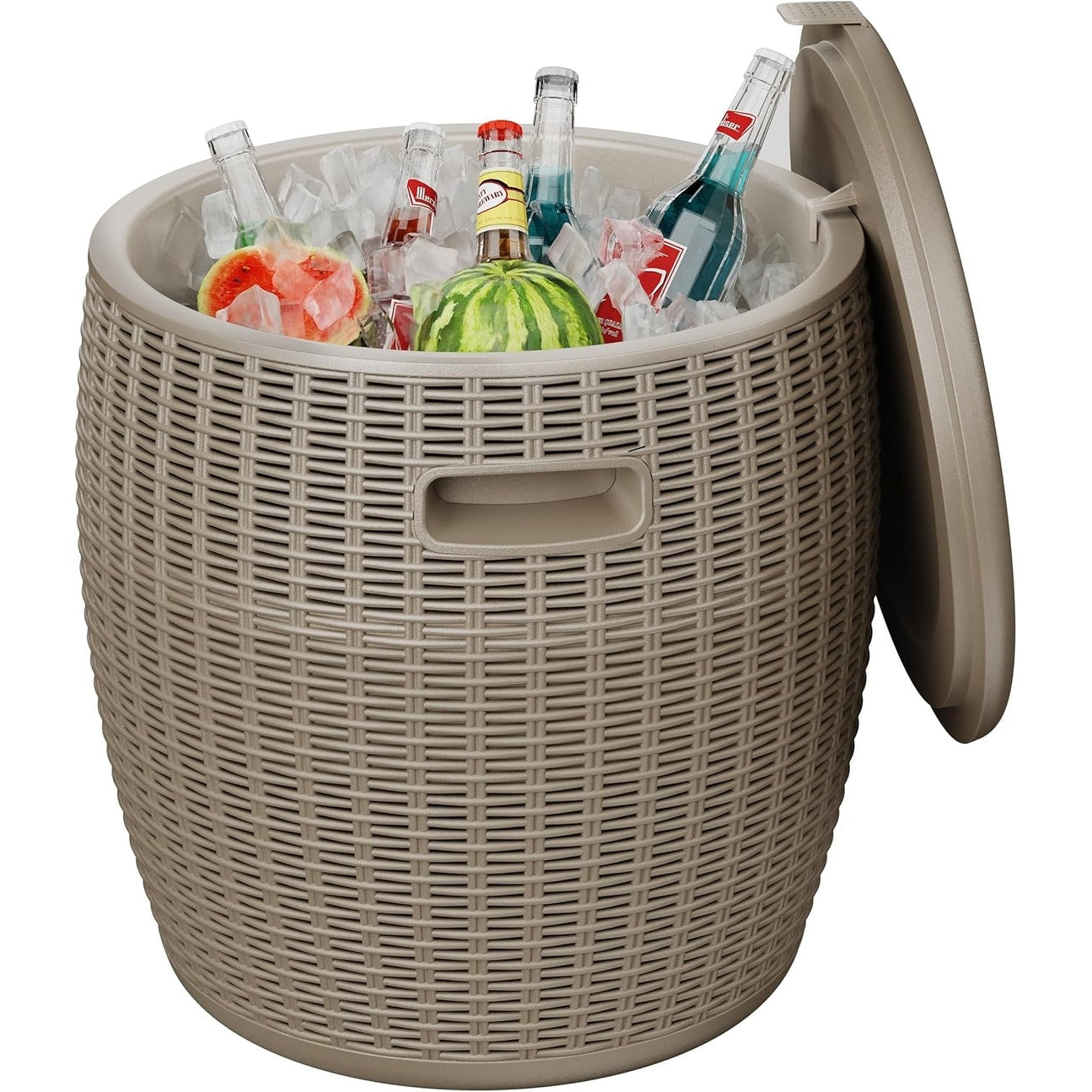 All In One Outdoor Ice Bucket Indoor Storage Basket Seat Durable Rattan Design