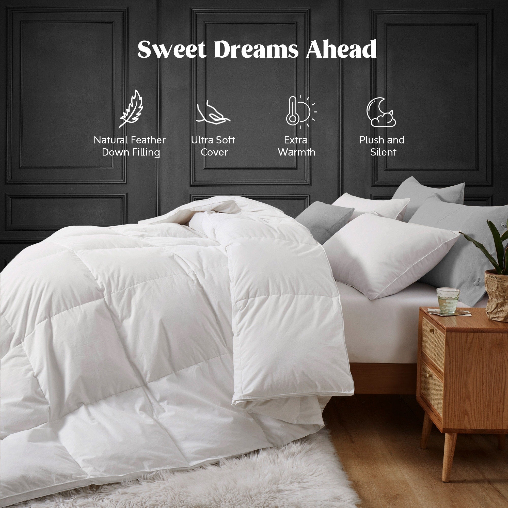 Year Round White Goose Down Fiber Gusseted Comforter With 100 Cotton Cover