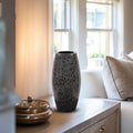 Chiseled Texture Black Iron Cylinder Vase Large