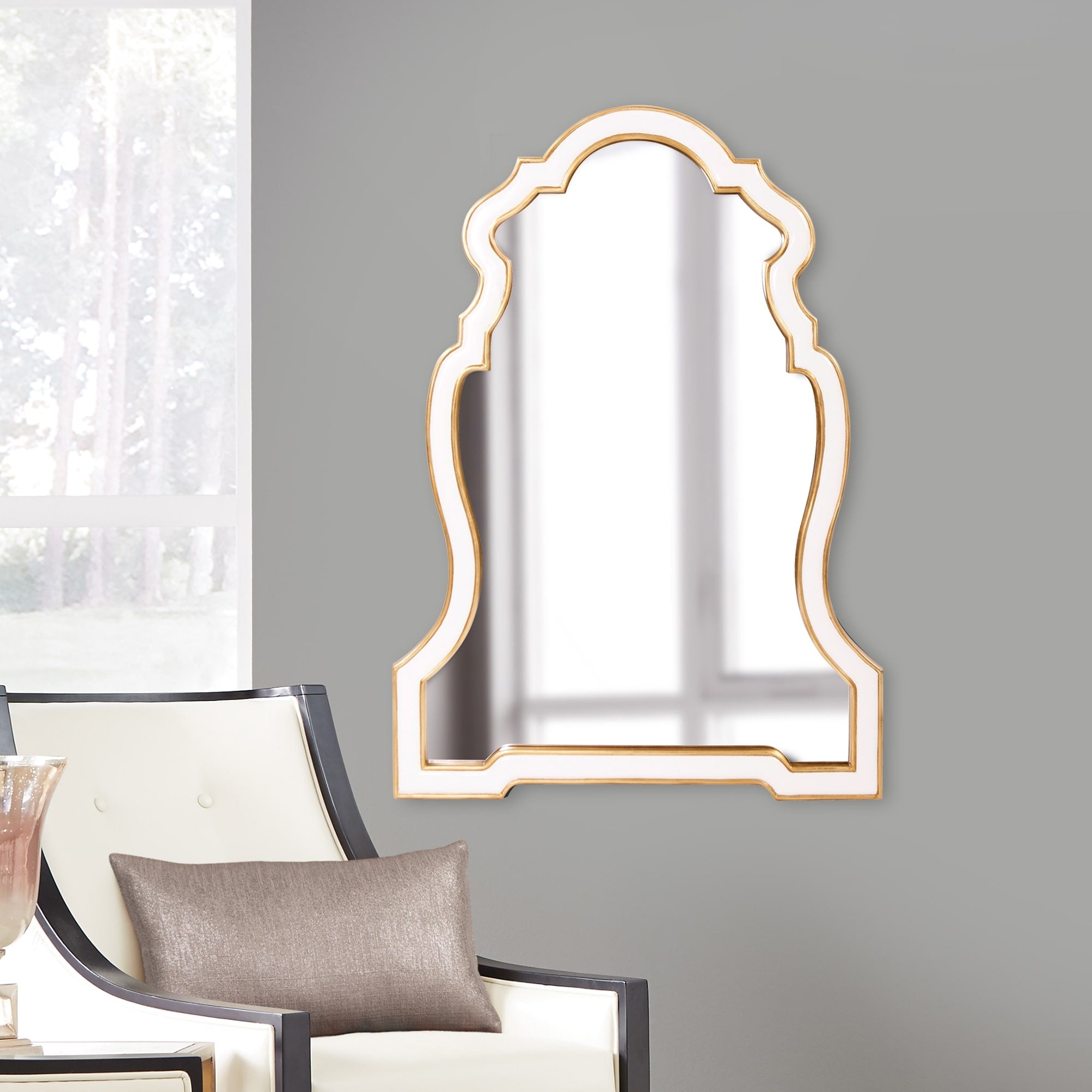 Allan Andrews Cleopatra White Resin Keyhole Wall Mirror