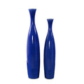 Cobalt Blue Glaze Ceramic Vases Set Of 2