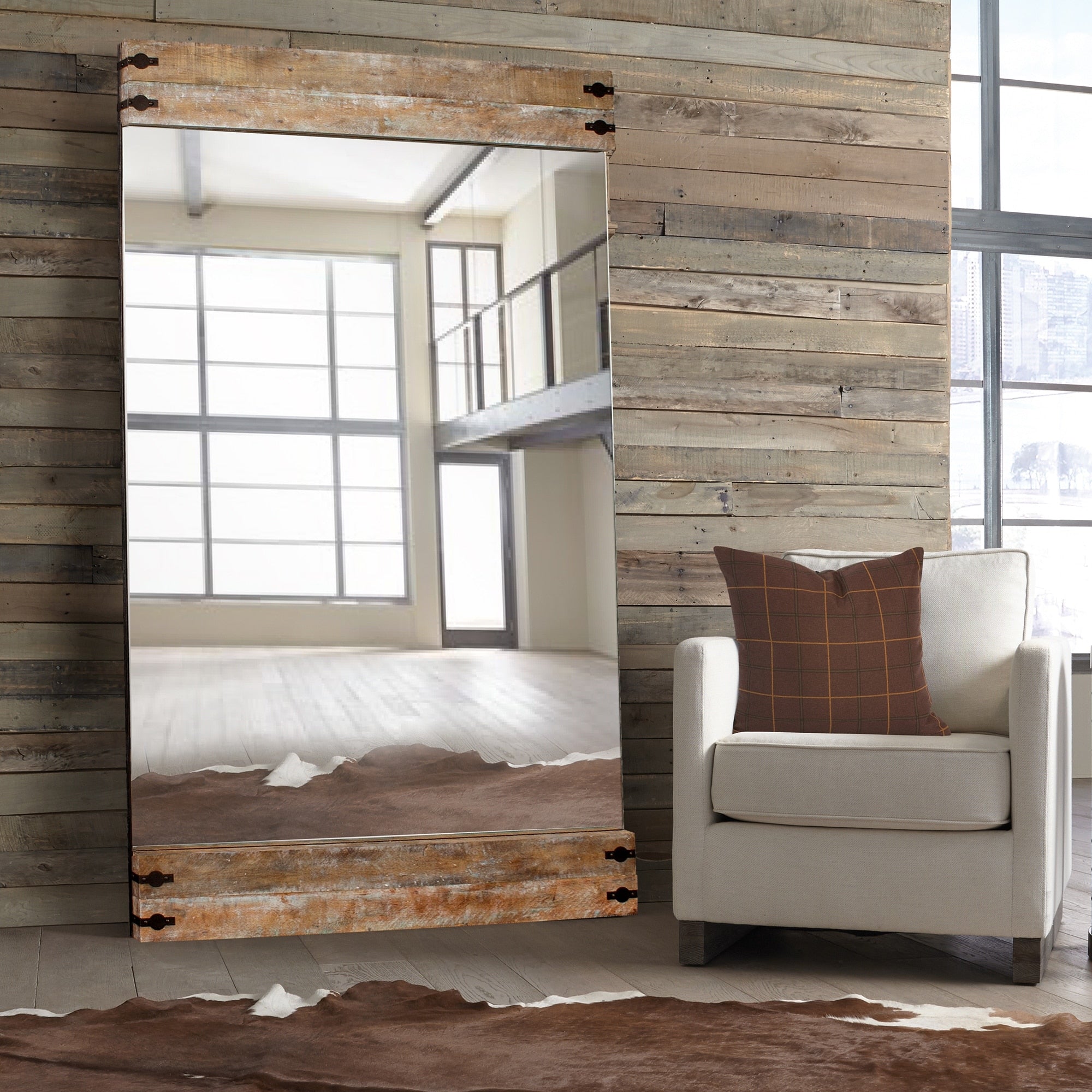 Allan Andrews Garrett Brown Wood Floor Mirror