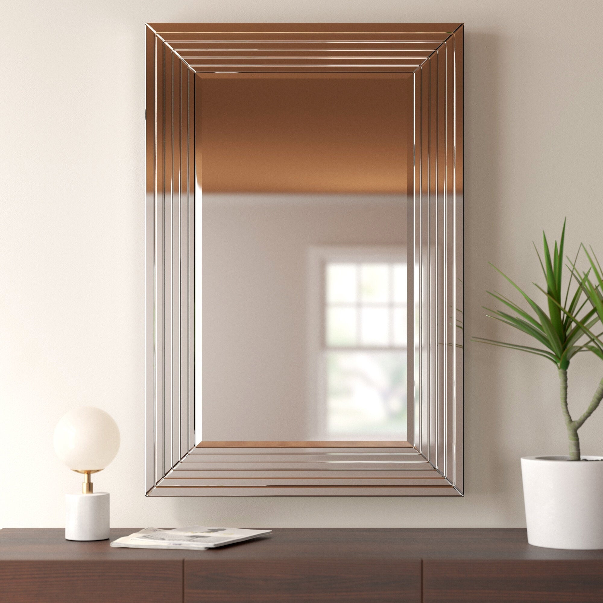 Howard Elliott Collection Allan Andrews Lenox Clear Glass Stepped Mirror