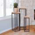 Wood Metal Pedestals Set Of 3