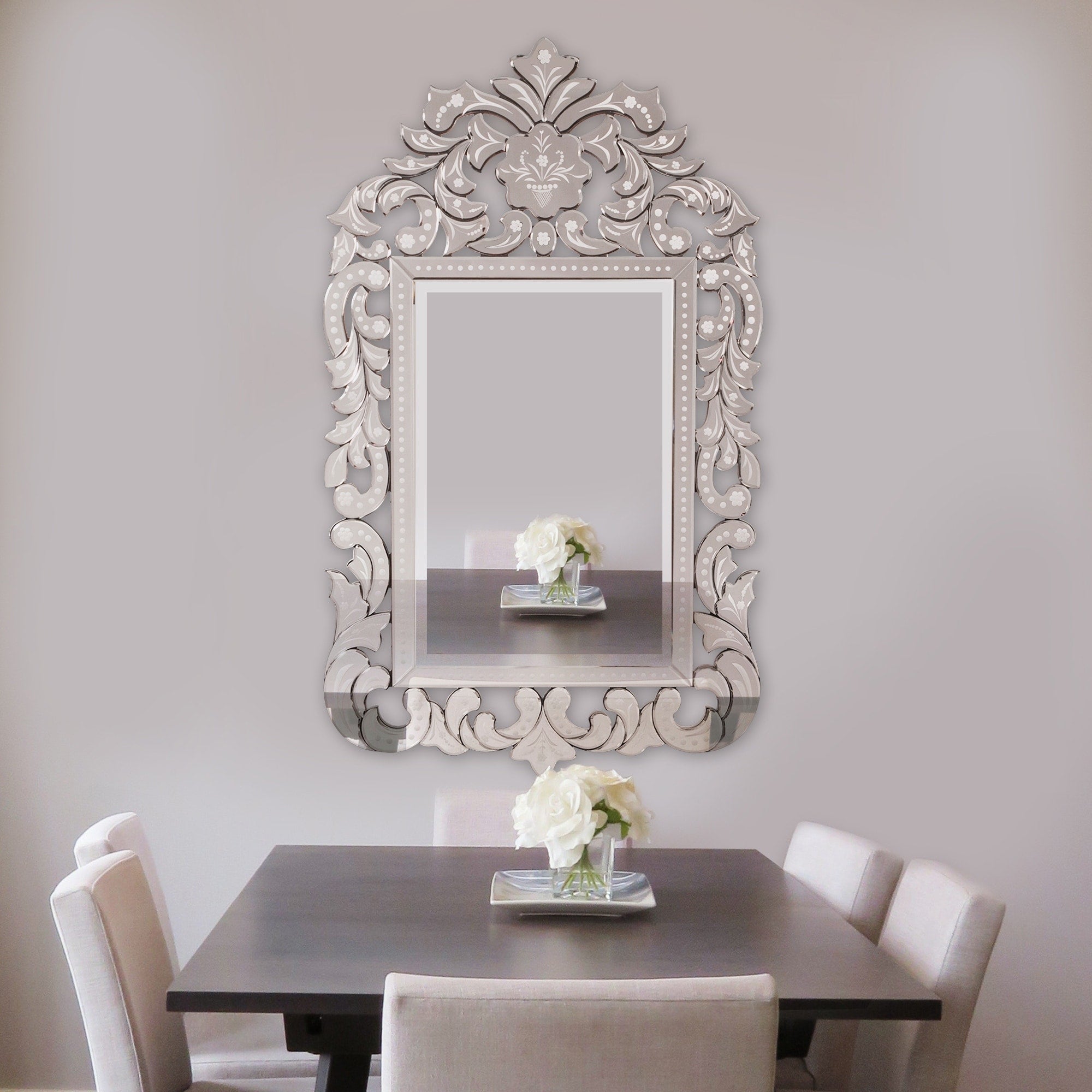 Howard Elliot Collection Allan Andrews Regina Clear Glass And Wood Venetian Mirror