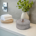 Round Faux Ostrich Skin Decorative Box Large 5H X 8W X 8D