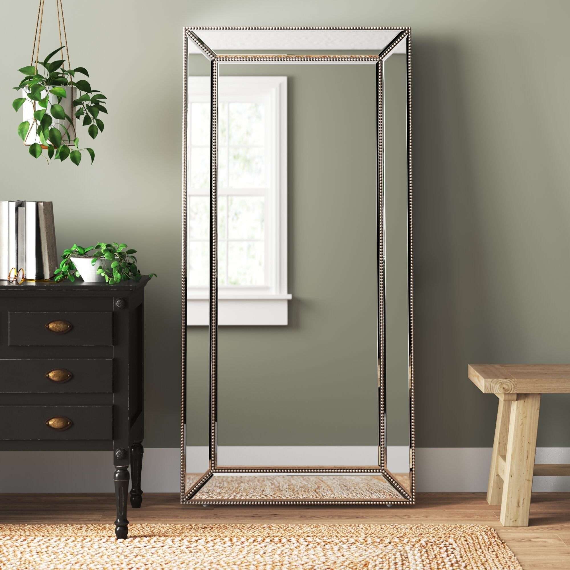 Allan Andrews Titus Silvertone Wood Frame Standing Mirror