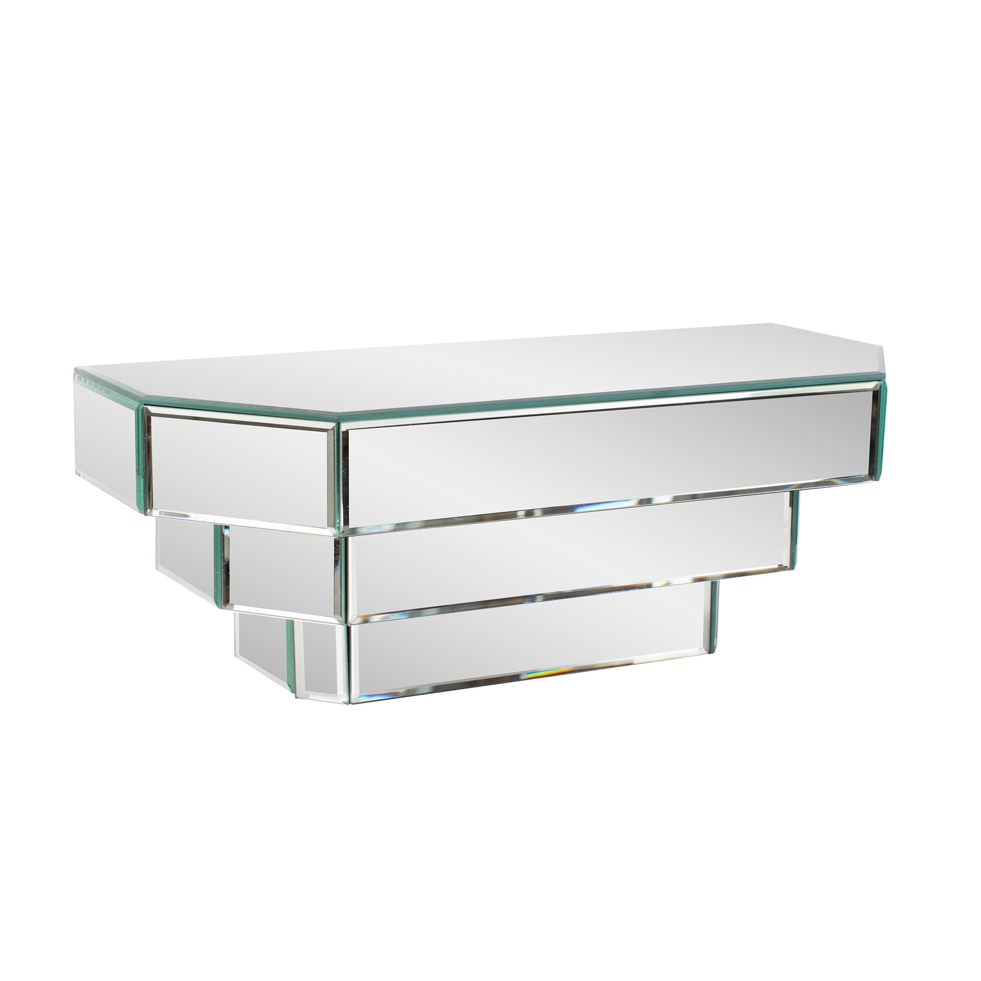 Allan Andrews Silver Glass Floating Mirrored Contemporary Wall Shelf
