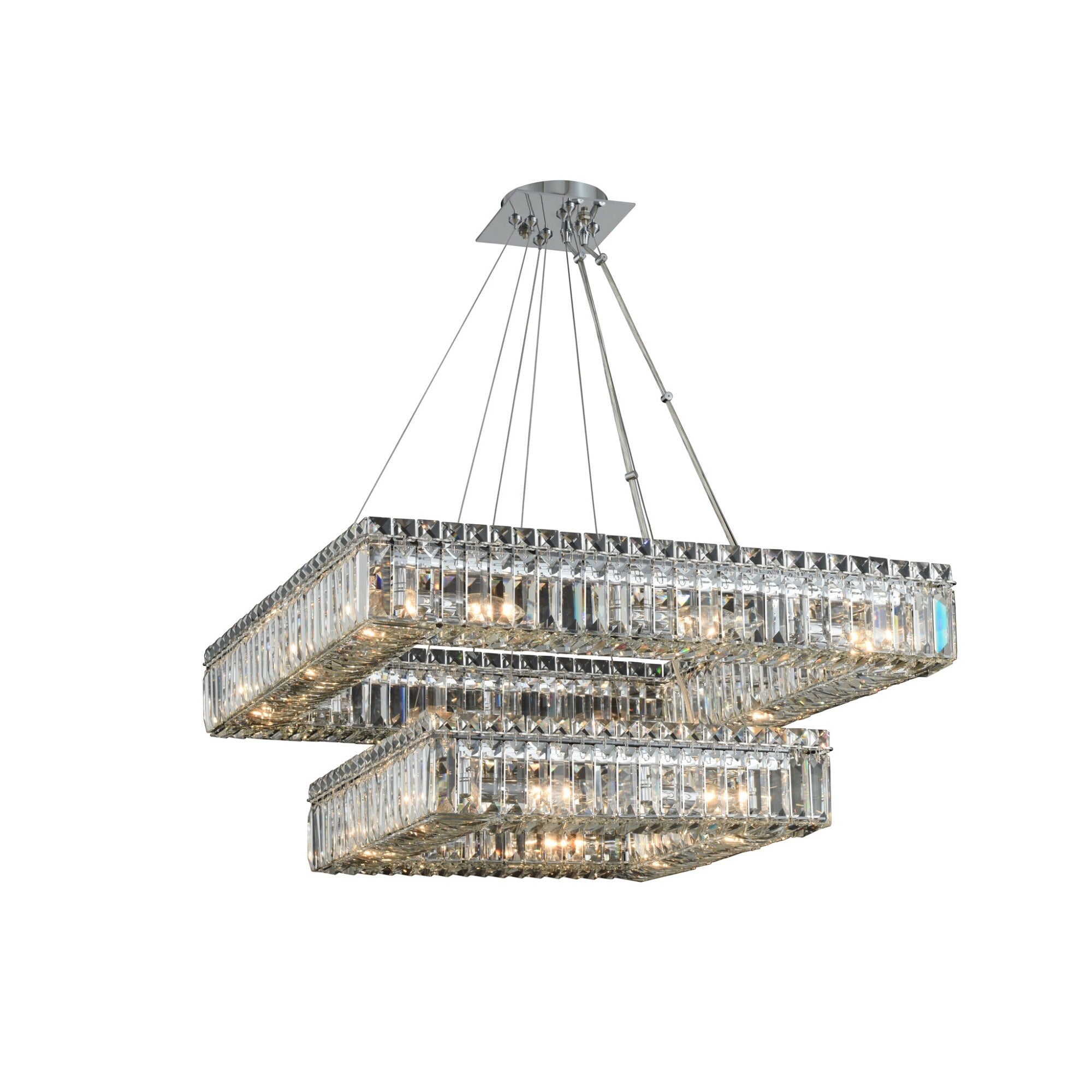 Allegri 11782 Fr001 Quadro 2 Light 38 Wide Square Ring Chandelier