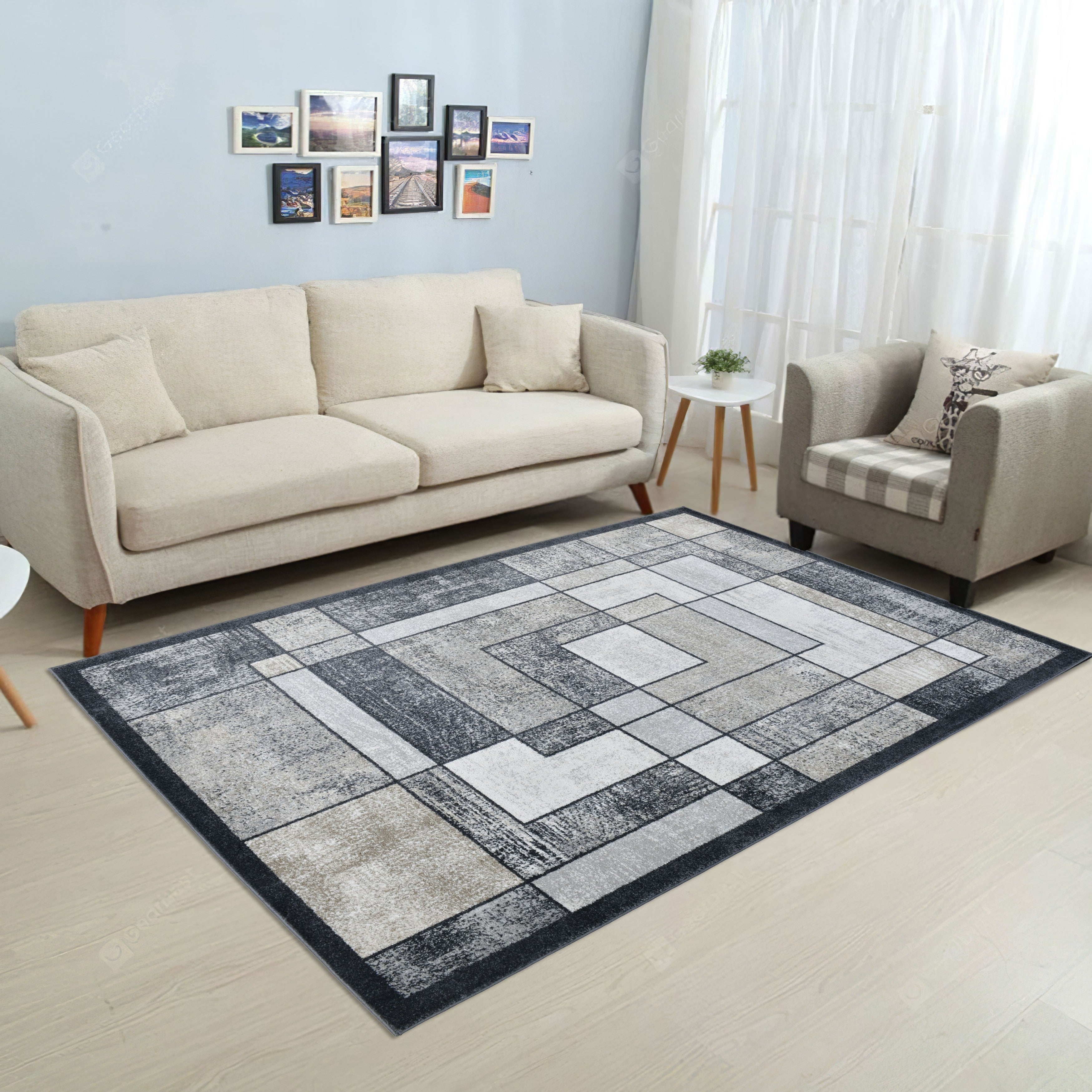 Alloy Collection Modern Blue Grey Area Rug
