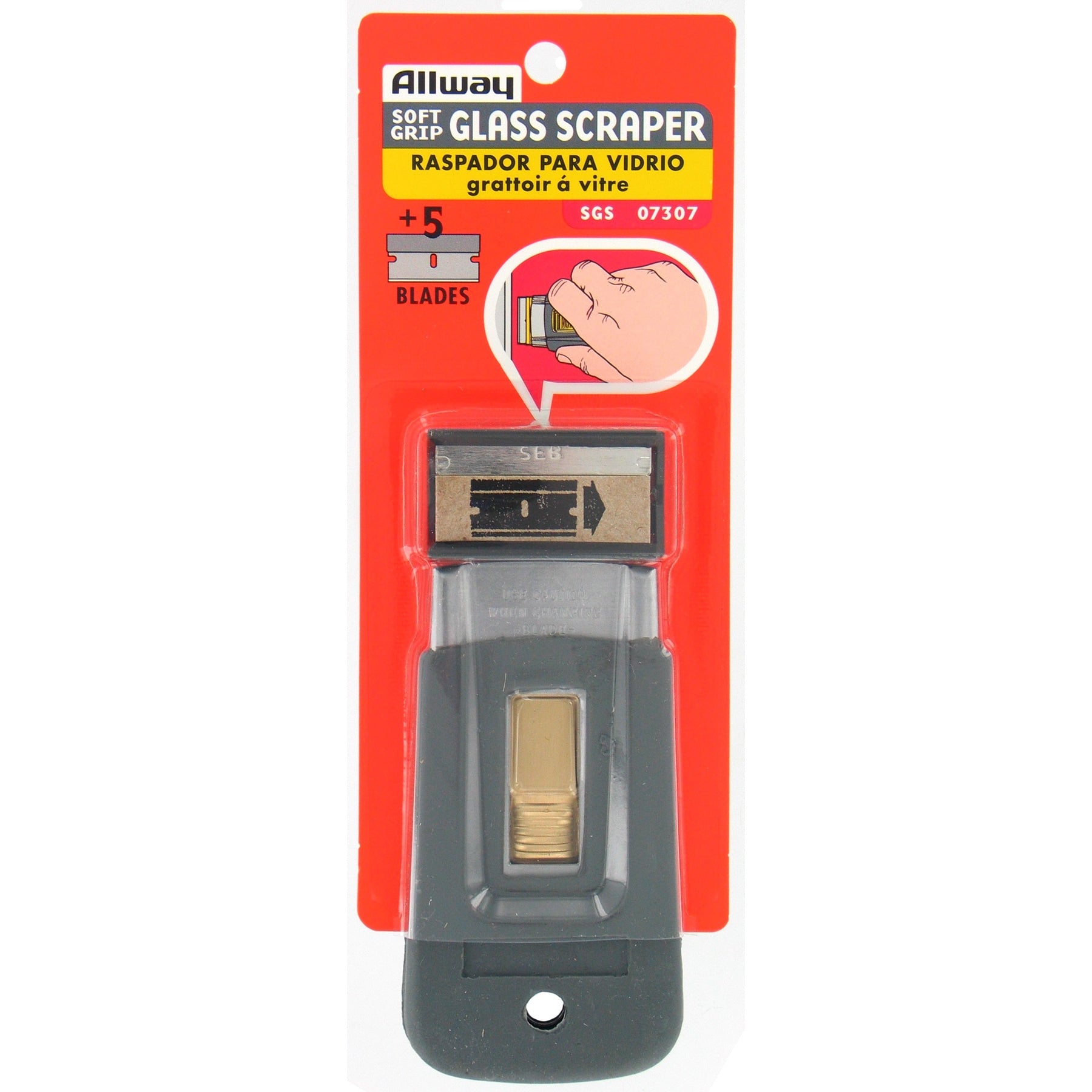 Allway Tools Sgs Soft Grip Safety Glass Scraper With 5 Blades