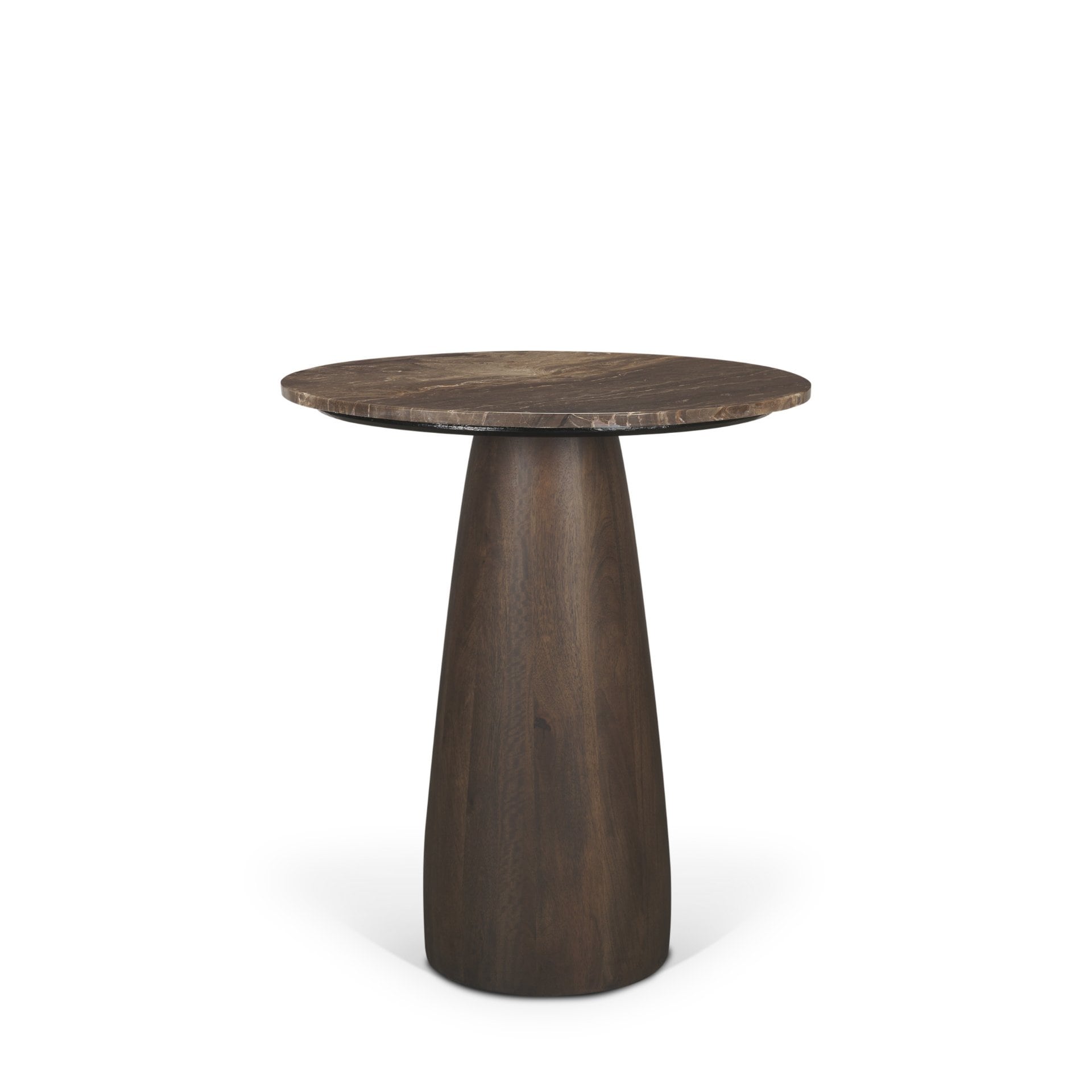 Allyson 32 Round Dark Brown Wood W Cappuccino Marble Top Bistro Table 32.0L X 32.0W X 36.0H