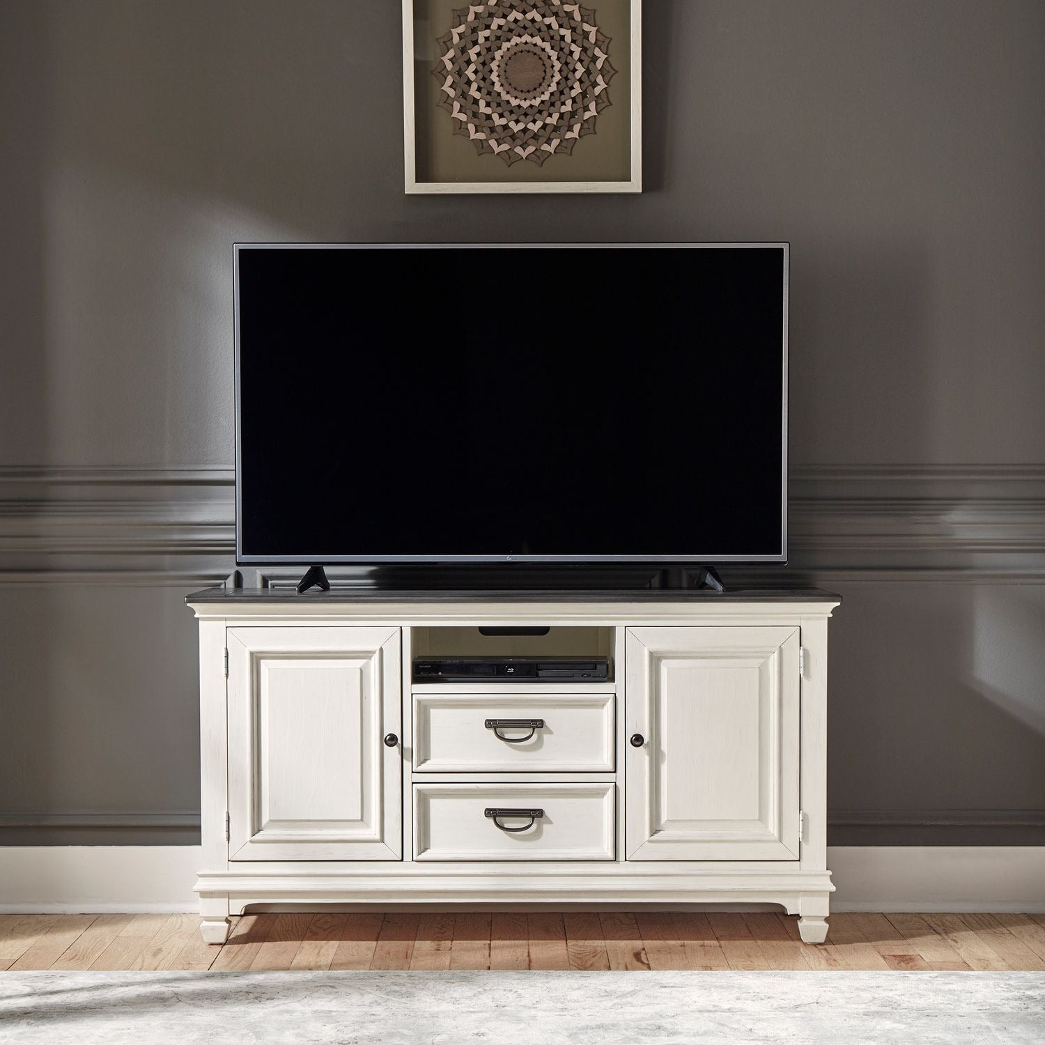 Allyson Park Wirebrushed White 56 Inch Tv Console